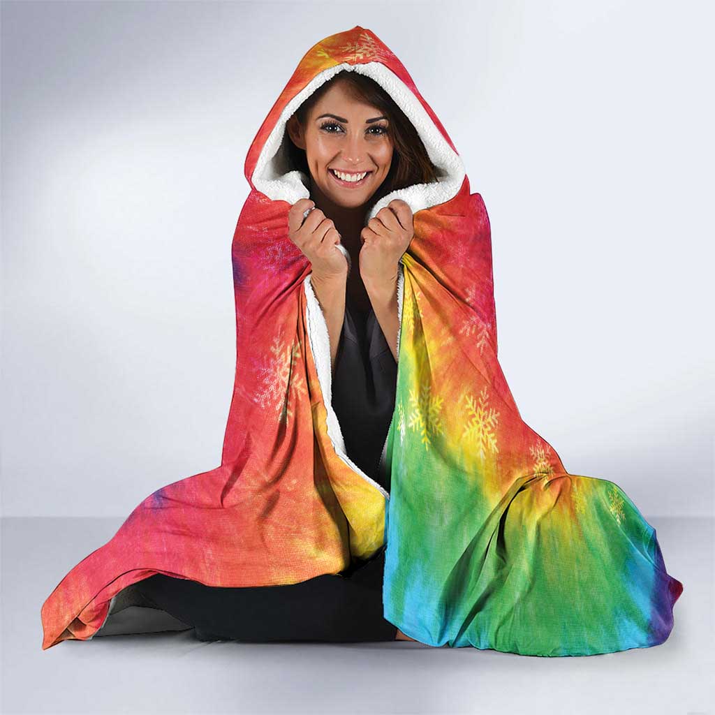 Funny Fishmas Bass Hooded Blanket Merry Fishmas Tie-dye Christmas Vibes - Wonder Print Shop