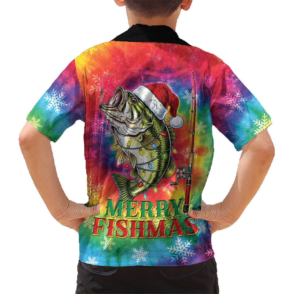 Funny Fishmas Bass Kid Hawaiian Shirt Merry Fishmas Tie-dye Christmas Vibes - Wonder Print Shop