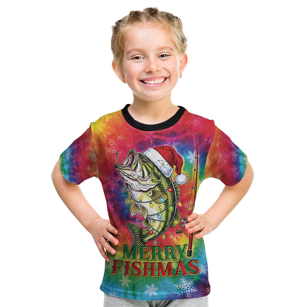 Funny Fishmas Bass Kid T Shirt Merry Fishmas Tie-dye Christmas Vibes - Wonder Print Shop