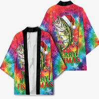 Funny Fishmas Bass Kimono Merry Fishmas Tie-dye Christmas Vibes - Wonder Print Shop