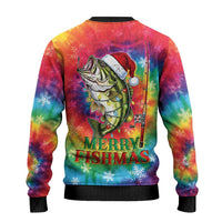 Funny Fishmas Bass Ugly Christmas Sweater Merry Fishmas Tie-dye Christmas Vibes - Wonder Print Shop