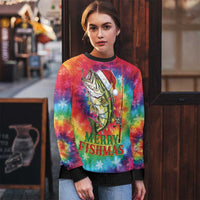 Funny Fishmas Bass Ugly Christmas Sweater Merry Fishmas Tie-dye Christmas Vibes - Wonder Print Shop