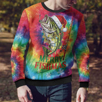 Funny Fishmas Bass Ugly Christmas Sweater Merry Fishmas Tie-dye Christmas Vibes - Wonder Print Shop