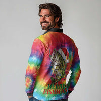 Funny Fishmas Bass Long Sleeve Polo Shirt Merry Fishmas Tie-dye Christmas Vibes - Wonder Print Shop