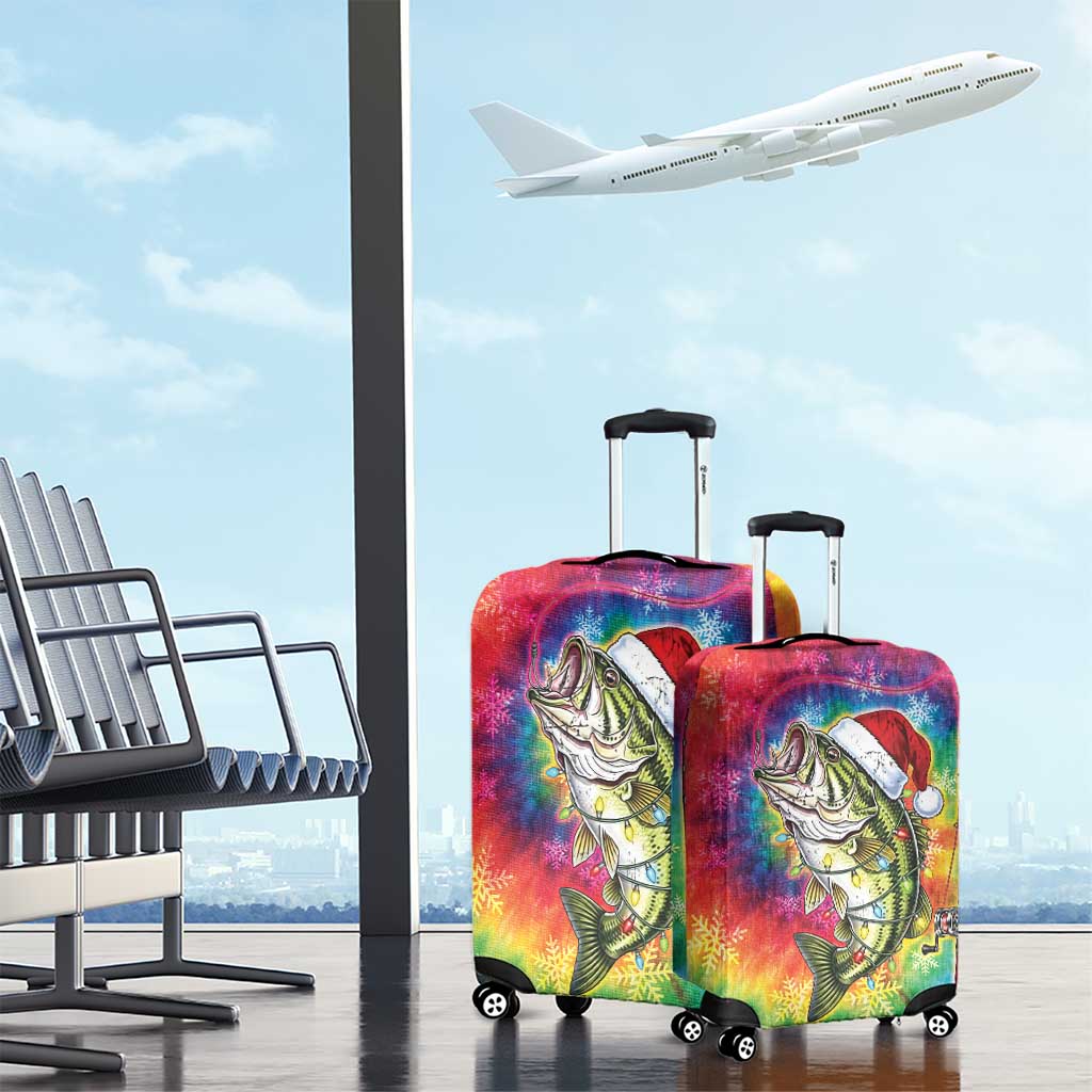 Funny Fishmas Bass Luggage Cover Merry Fishmas Tie-dye Christmas Vibes - Wonder Print Shop