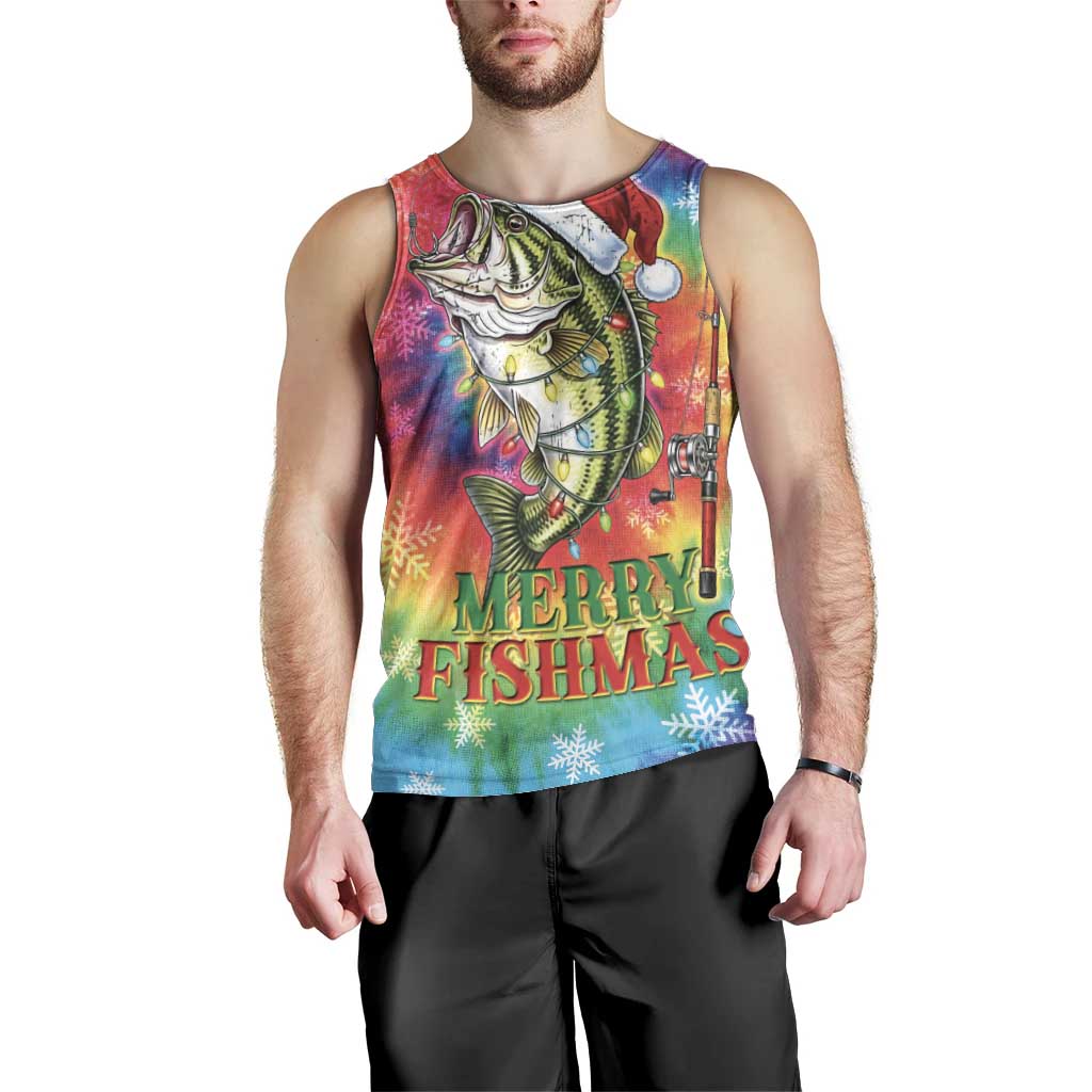 Funny Fishmas Bass Men Tank Top Merry Fishmas Tie-dye Christmas Vibes - Wonder Print Shop