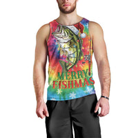 Funny Fishmas Bass Men Tank Top Merry Fishmas Tie-dye Christmas Vibes - Wonder Print Shop