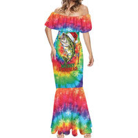 Funny Fishmas Bass Mermaid Dress Merry Fishmas Tie-dye Christmas Vibes - Wonder Print Shop