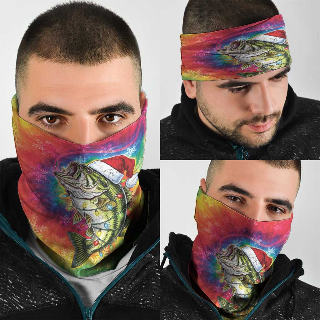 Funny Fishmas Bass Neck Gaiter Merry Fishmas Tie-dye Christmas Vibes - Wonder Print Shop