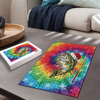 Funny Fishmas Bass Puzzle Merry Fishmas Tie-dye Christmas Vibes - Wonder Print Shop
