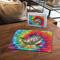 Funny Fishmas Bass Puzzle Merry Fishmas Tie-dye Christmas Vibes - Wonder Print Shop