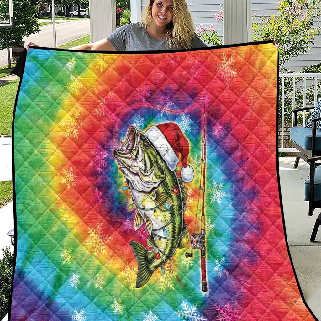 Funny Fishmas Bass Quilt Merry Fishmas Tie-dye Christmas Vibes - Wonder Print Shop