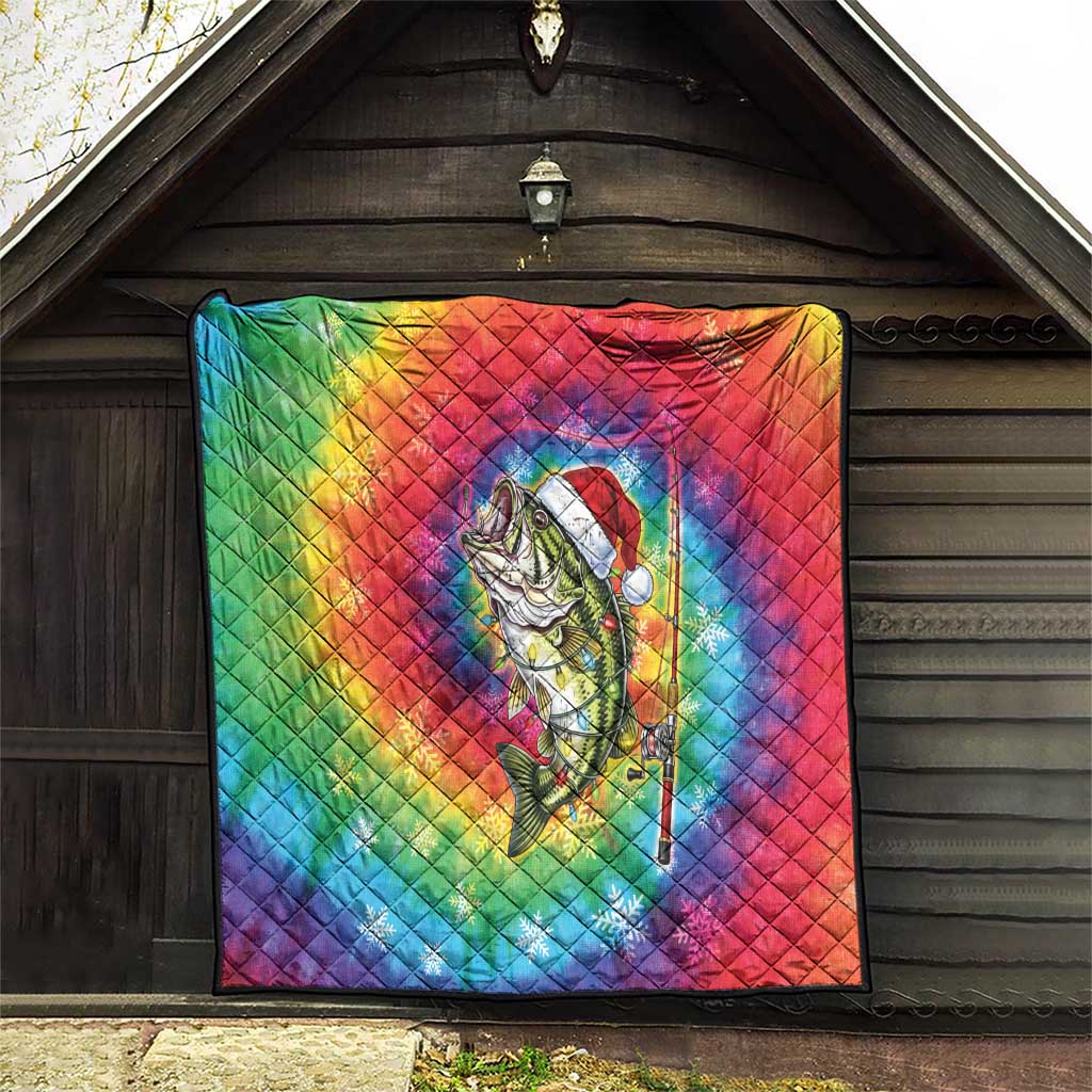 Funny Fishmas Bass Quilt Merry Fishmas Tie-dye Christmas Vibes - Wonder Print Shop