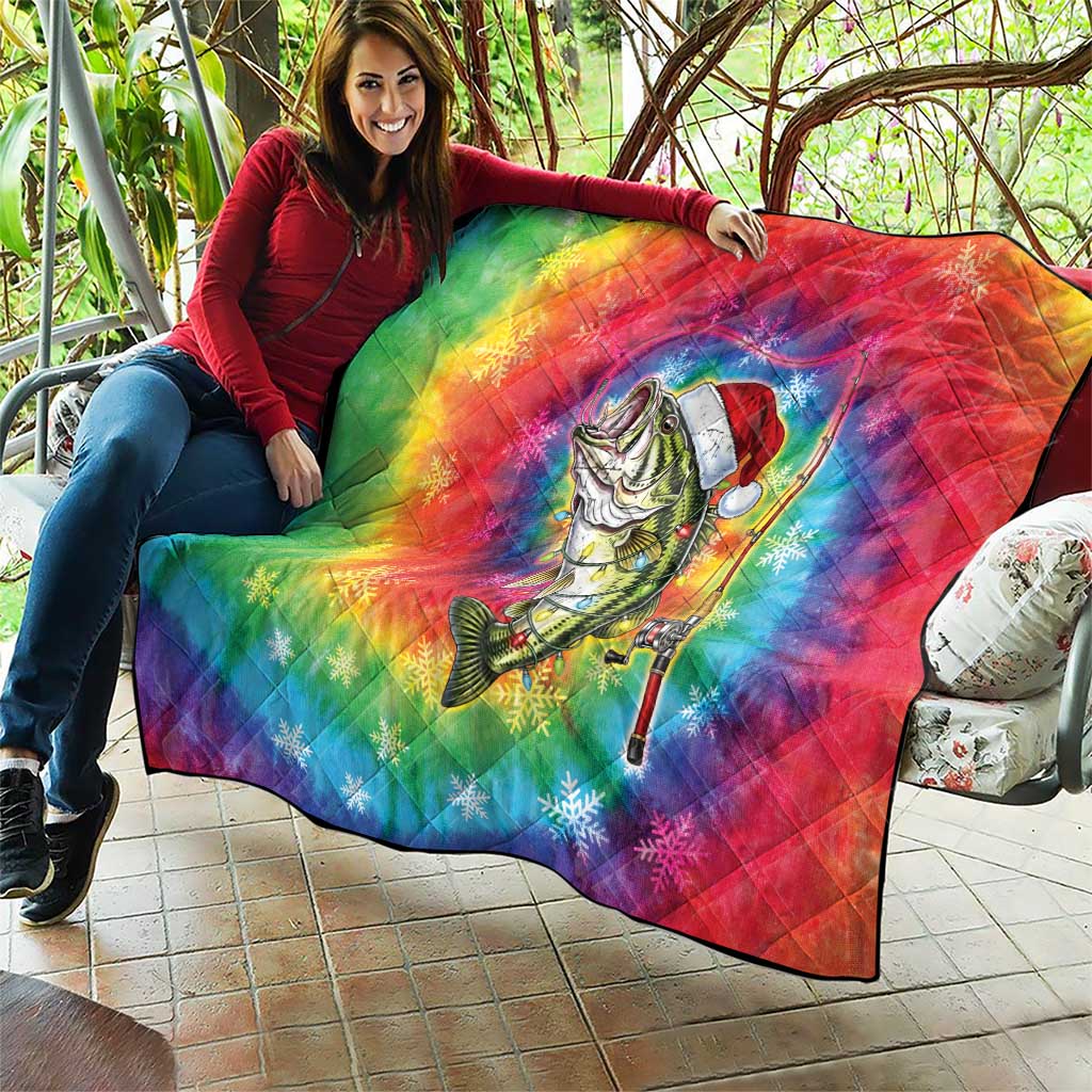 Funny Fishmas Bass Quilt Merry Fishmas Tie-dye Christmas Vibes - Wonder Print Shop