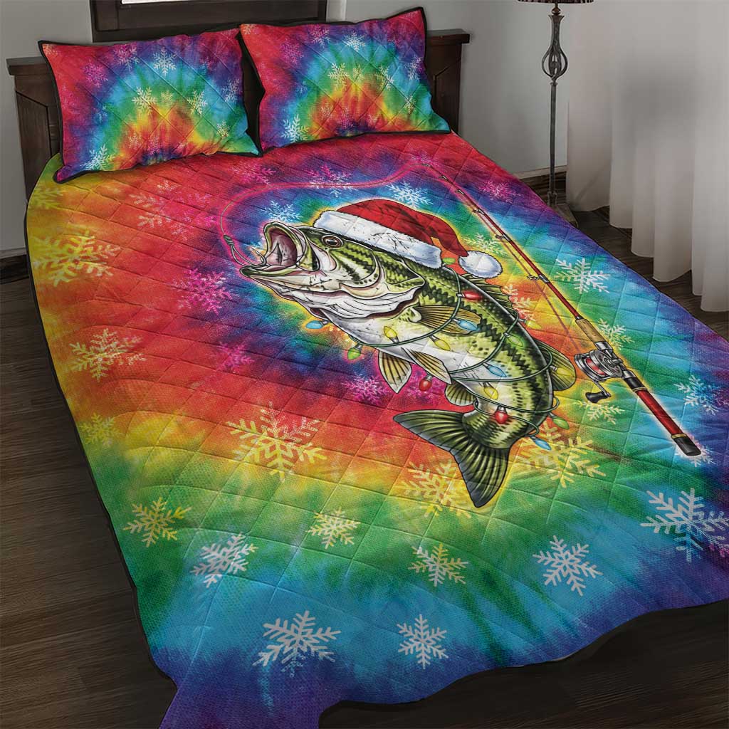 Funny Fishmas Bass Quilt Bed Set Merry Fishmas Tie-dye Christmas Vibes - Wonder Print Shop