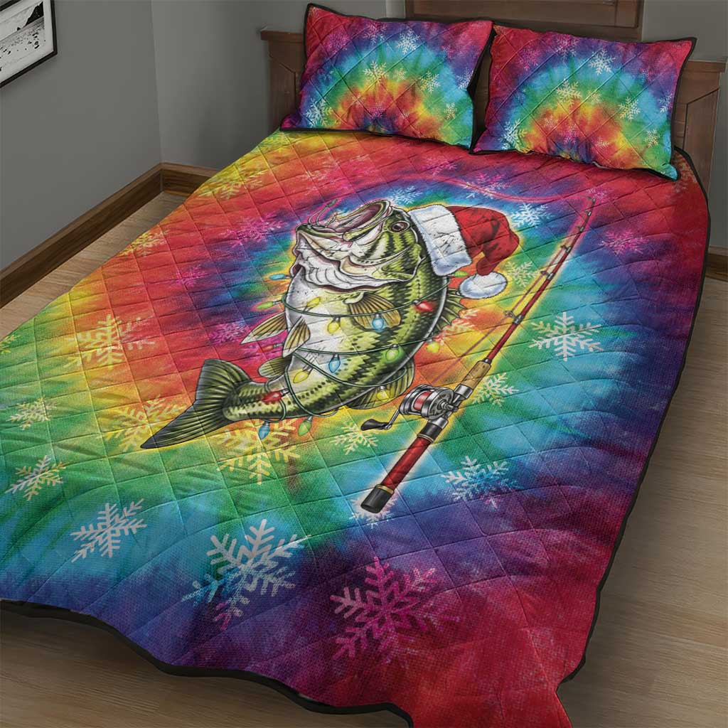 Funny Fishmas Bass Quilt Bed Set Merry Fishmas Tie-dye Christmas Vibes - Wonder Print Shop