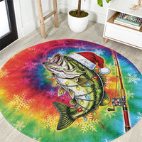 Funny Fishmas Bass Round Carpet Merry Fishmas Tie-dye Christmas Vibes - Wonder Print Shop