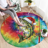 Funny Fishmas Bass Round Carpet Merry Fishmas Tie-dye Christmas Vibes - Wonder Print Shop