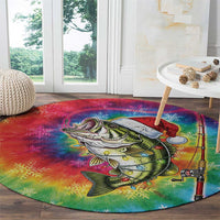 Funny Fishmas Bass Round Carpet Merry Fishmas Tie-dye Christmas Vibes - Wonder Print Shop