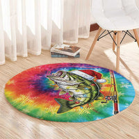 Funny Fishmas Bass Round Carpet Merry Fishmas Tie-dye Christmas Vibes - Wonder Print Shop
