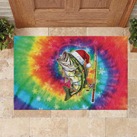 Funny Fishmas Bass Rubber Doormat Merry Fishmas Tie-dye Christmas Vibes - Wonder Print Shop