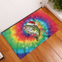 Funny Fishmas Bass Rubber Doormat Merry Fishmas Tie-dye Christmas Vibes - Wonder Print Shop