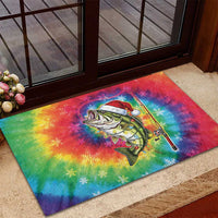 Funny Fishmas Bass Rubber Doormat Merry Fishmas Tie-dye Christmas Vibes - Wonder Print Shop