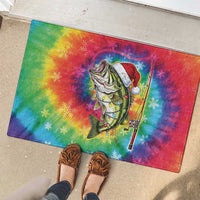 Funny Fishmas Bass Rubber Doormat Merry Fishmas Tie-dye Christmas Vibes - Wonder Print Shop