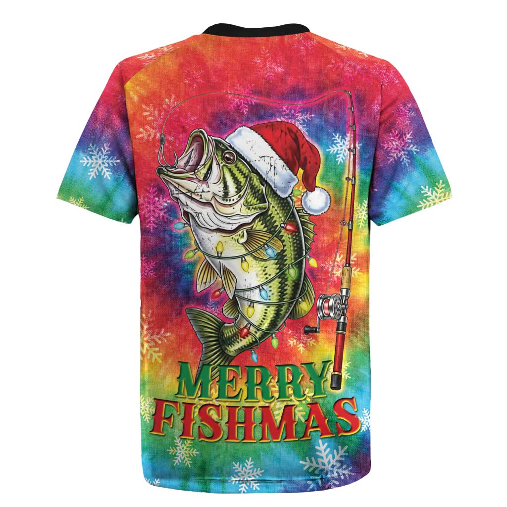 Funny Fishmas Bass Rugby Jersey Merry Fishmas Tie-dye Christmas Vibes - Wonder Print Shop