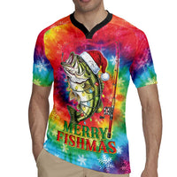 Funny Fishmas Bass Rugby Jersey Merry Fishmas Tie-dye Christmas Vibes - Wonder Print Shop