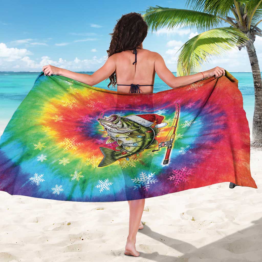 Funny Fishmas Bass Sarong Merry Fishmas Tie-dye Christmas Vibes - Wonder Print Shop