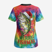 Funny Fishmas Bass Scrub Top Merry Fishmas Tie-dye Christmas Vibes - Wonder Print Shop
