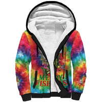 Funny Fishmas Bass Sherpa Hoodie Merry Fishmas Tie-dye Christmas Vibes - Wonder Print Shop