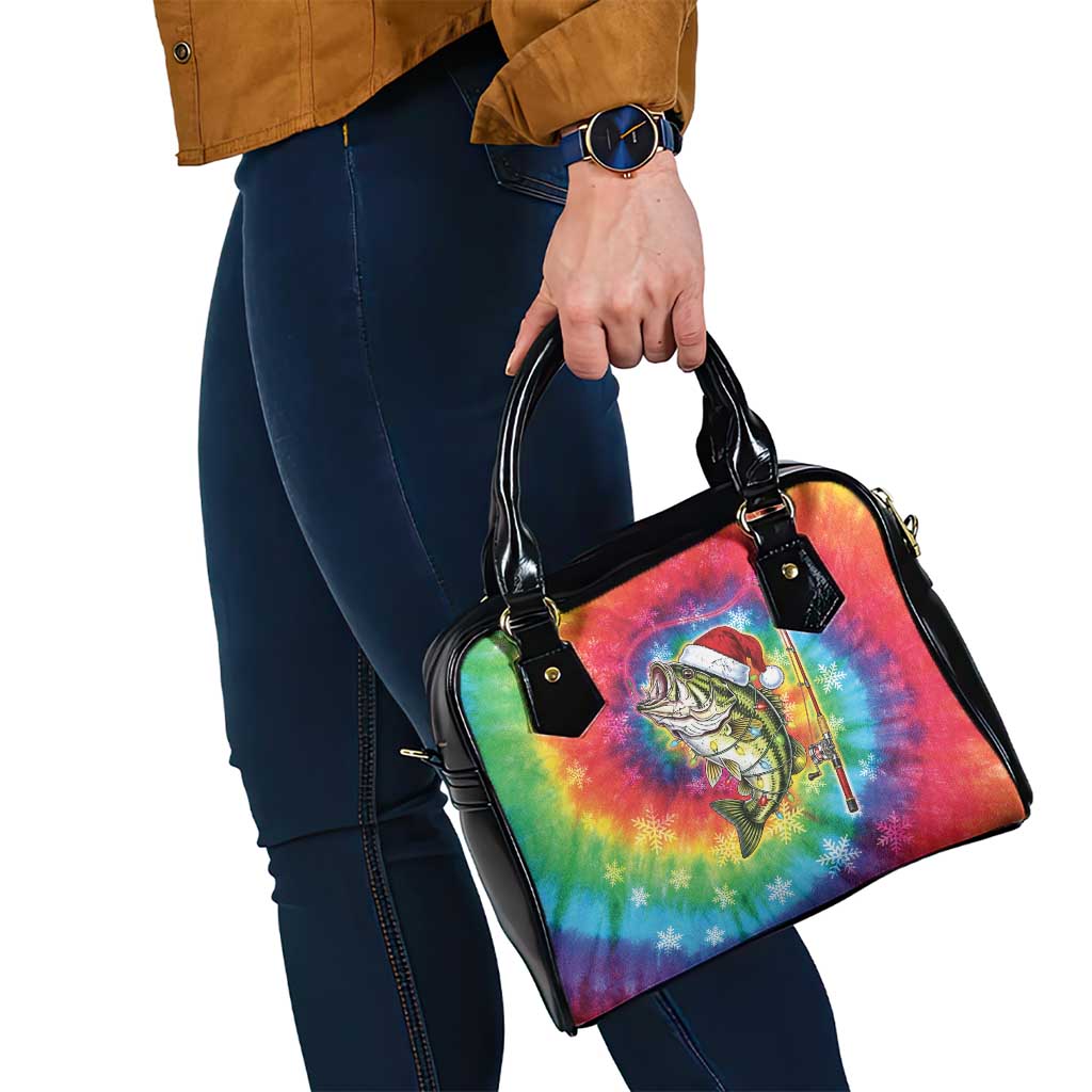 Funny Fishmas Bass Shoulder Handbag Merry Fishmas Tie-dye Christmas Vibes - Wonder Print Shop