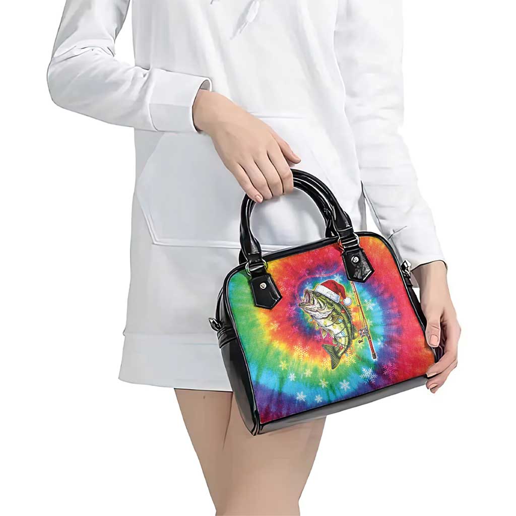 Funny Fishmas Bass Shoulder Handbag Merry Fishmas Tie-dye Christmas Vibes - Wonder Print Shop