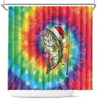 Funny Fishmas Bass Shower Curtain Merry Fishmas Tie-dye Christmas Vibes - Wonder Print Shop