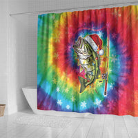 Funny Fishmas Bass Shower Curtain Merry Fishmas Tie-dye Christmas Vibes - Wonder Print Shop