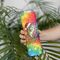 Funny Fishmas Bass Skinny Tumbler Merry Fishmas Tie-dye Christmas Vibes - Wonder Print Shop