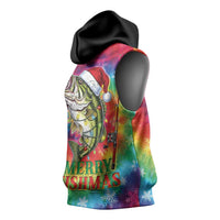 Funny Fishmas Bass Sleeveless Hoodie Merry Fishmas Tie-dye Christmas Vibes - Wonder Print Shop