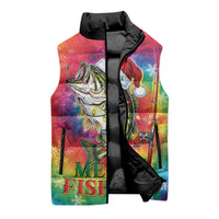 Funny Fishmas Bass Sleeveless Puffer Jacket Merry Fishmas Tie-dye Christmas Vibes - Wonder Print Shop
