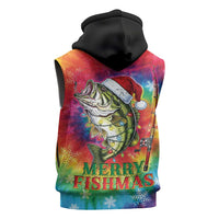 Funny Fishmas Bass Sleeveless Zip Hoodie Merry Fishmas Tie-dye Christmas Vibes - Wonder Print Shop