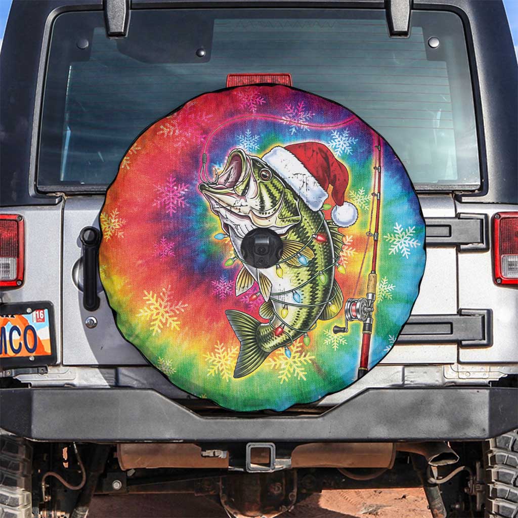 Funny Fishmas Bass Spare Tire Cover Merry Fishmas Tie-dye Christmas Vibes - Wonder Print Shop