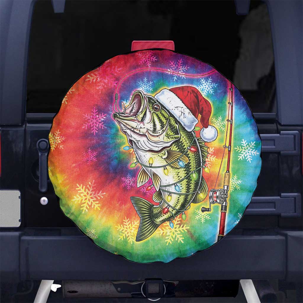 Funny Fishmas Bass Spare Tire Cover Merry Fishmas Tie-dye Christmas Vibes - Wonder Print Shop