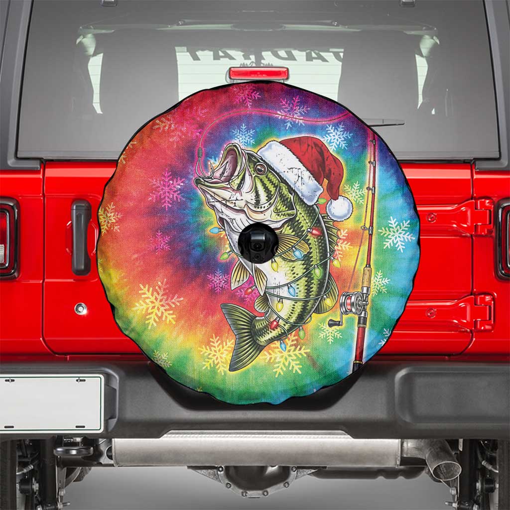 Funny Fishmas Bass Spare Tire Cover Merry Fishmas Tie-dye Christmas Vibes - Wonder Print Shop