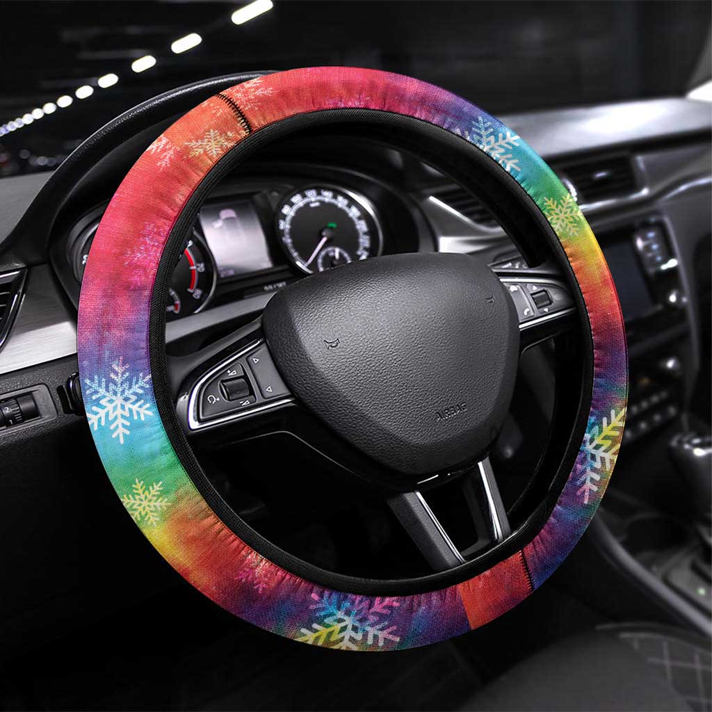 Funny Fishmas Bass Steering Wheel Cover Merry Fishmas Tie-dye Christmas Vibes - Wonder Print Shop
