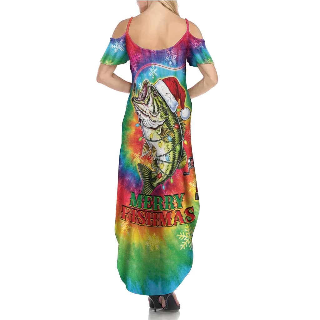 Funny Fishmas Bass Summer Maxi Dress Merry Fishmas Tie-dye Christmas Vibes - Wonder Print Shop