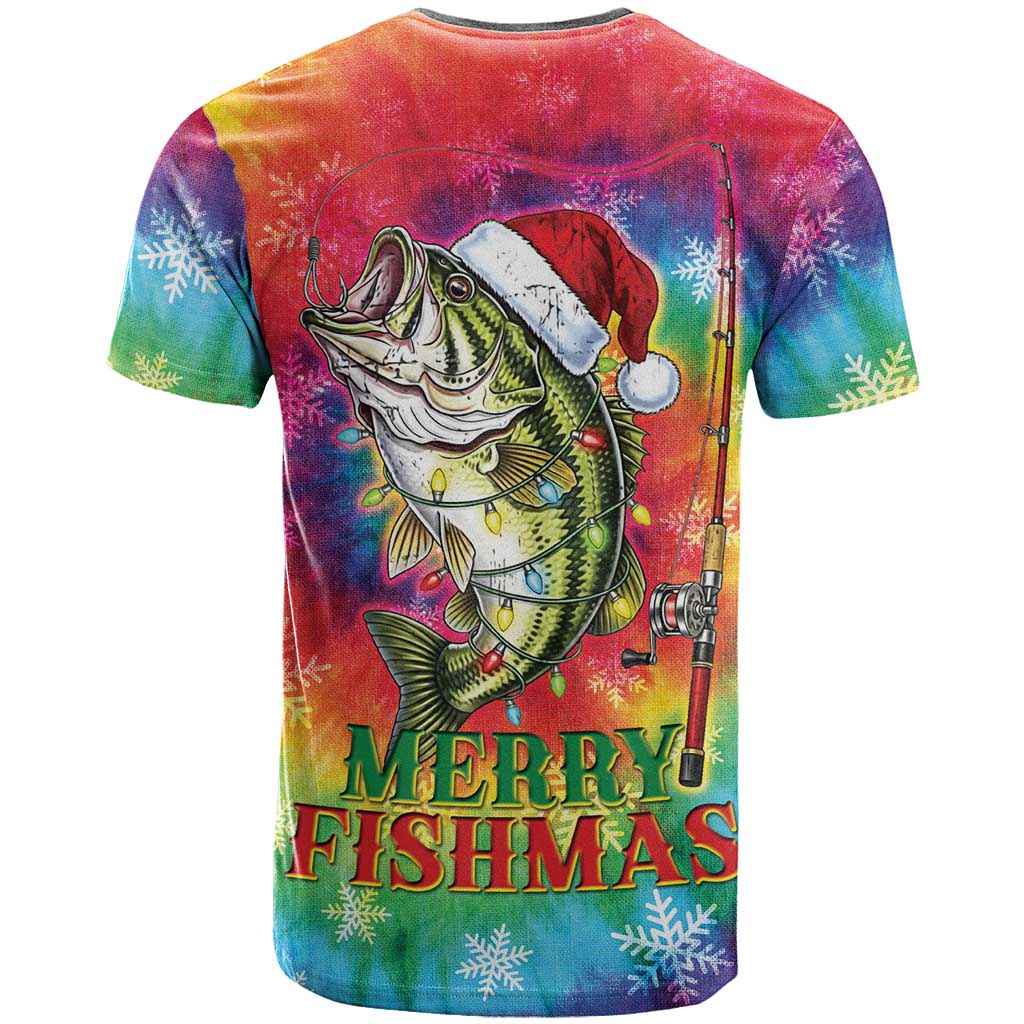 Funny Fishmas Bass T Shirt Merry Fishmas Tie-dye Christmas Vibes - Wonder Print Shop