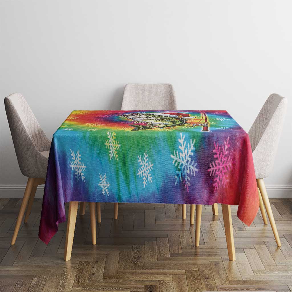 Funny Fishmas Bass Tablecloth Merry Fishmas Tie-dye Christmas Vibes - Wonder Print Shop