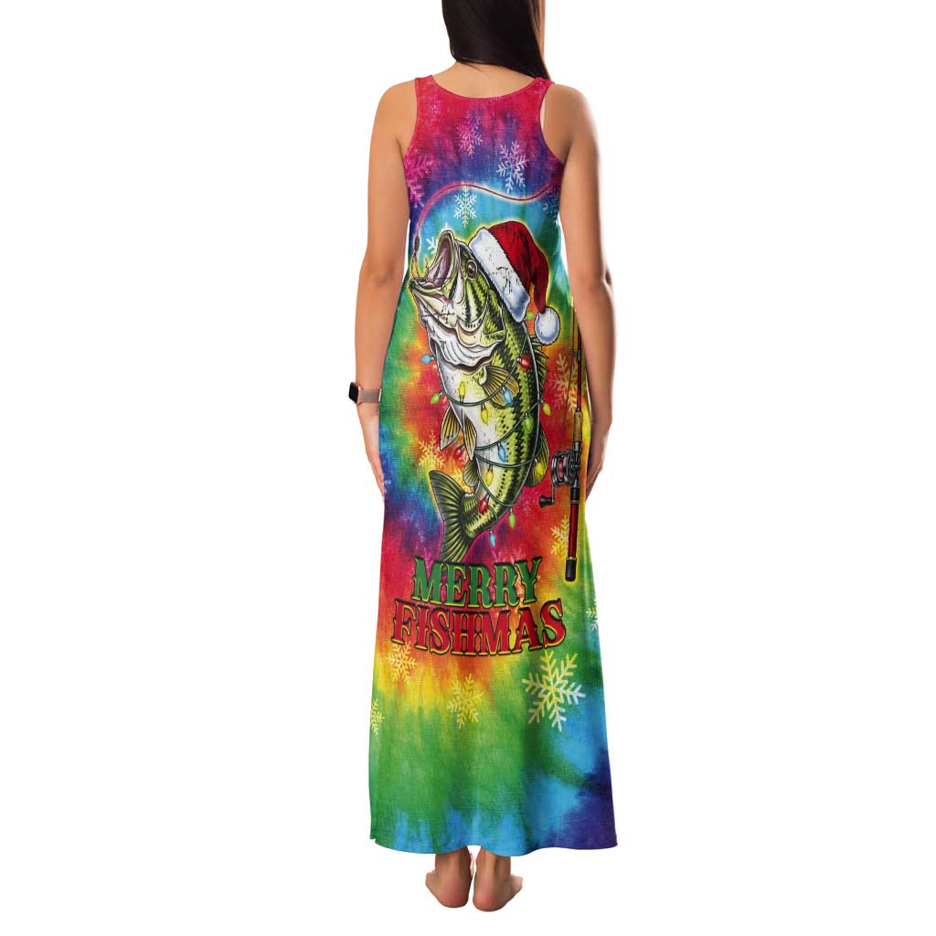 Funny Fishmas Bass Tank Maxi Dress Merry Fishmas Tie-dye Christmas Vibes - Wonder Print Shop
