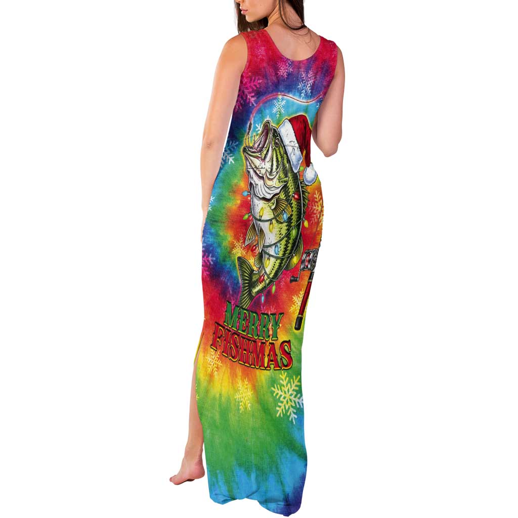 Funny Fishmas Bass Tank Maxi Dress Merry Fishmas Tie-dye Christmas Vibes - Wonder Print Shop